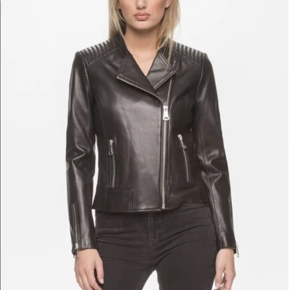 MARC NEW YORK Selena Black Moto Leather Jacket - Picture 1 of 8